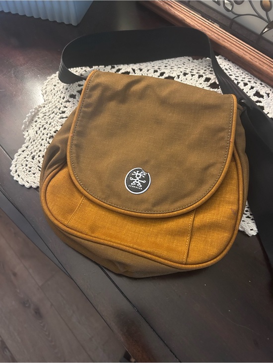 Crumpler Handbags - Crumpler Two-Tone khaki Canvas Crossbody Bag with Black Strap